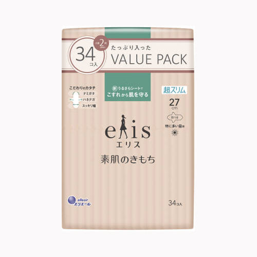 大王製紙 エリス素肌のきもち超スリム（特に多い昼用）羽つき３４枚