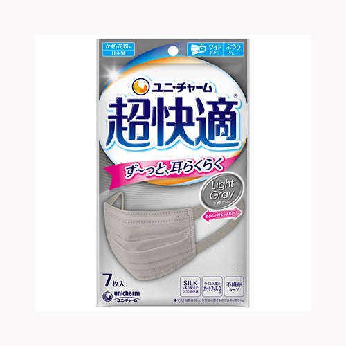 ユニ・チャーム 超快適マスクプリーツタイプグレーふつう７枚 メール便対応